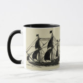 Mug Silhouette du navire avec voiles de billage (Gauche)