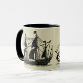 Mug Silhouette du navire avec voiles de billage (Devant gauche)