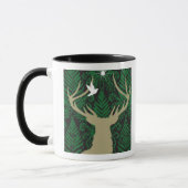 Mug Silhouette d'un cerf commun, d'une colombe et (Gauche)
