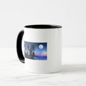 Mug Silhouette d'un couple embrassant sur la plage (Devant gauche)