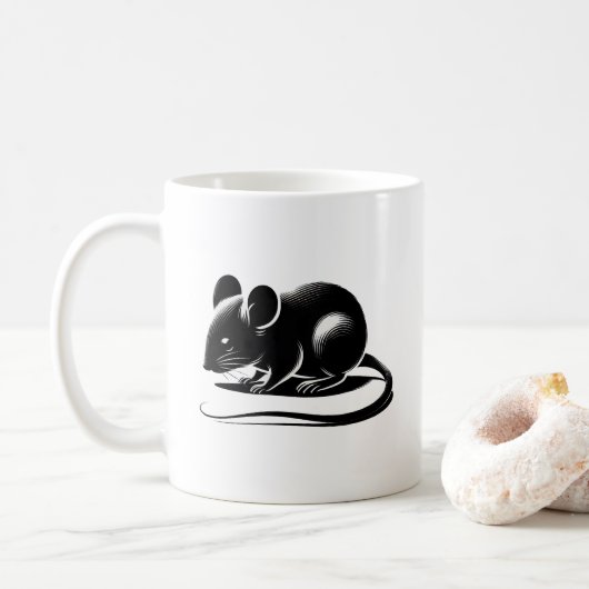 Mug Silhouette d'un rat curieux. (Avec donut)
