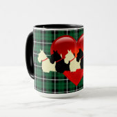 Mug Silhouette écossaise Terrier, Kelly plaid vert (Devant gauche)
