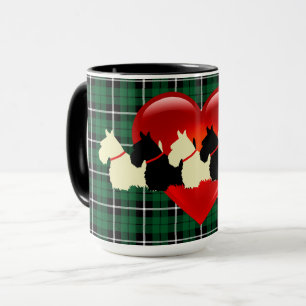 Mug Silhouette écossaise Terrier, Kelly plaid vert