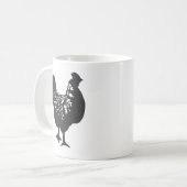 Mug silhouette florale de poulet (Devant gauche)