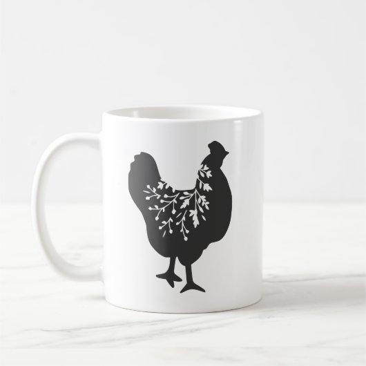 Mug silhouette florale de poulet (Gauche)