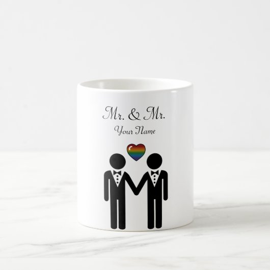 Mug Silhouette Gay Groom avec Rainbow Heart (Centre)