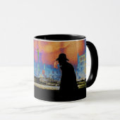MUG SILHOUETTE HOMME MARCHANT À TRAVERS L'ART DES RUIN (Devant droit)