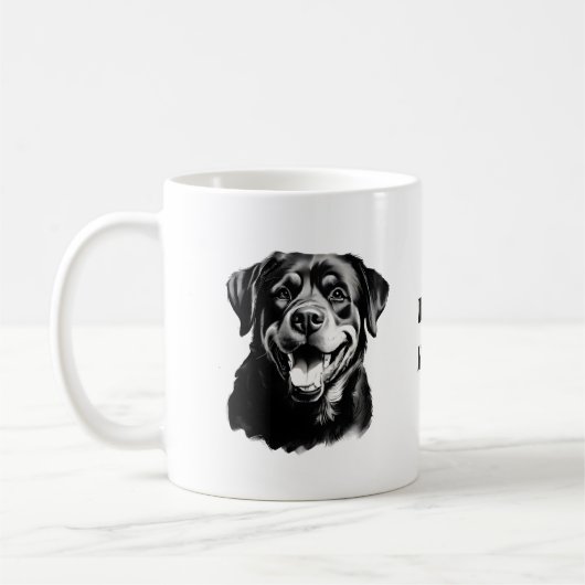 Mug Silhouette noir et blanc Rottweiler (Gauche)