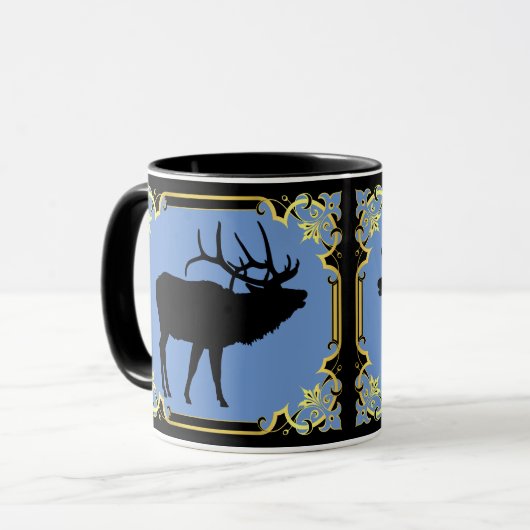 Mug Silhouette noire de buglage de taureau (Devant gauche)