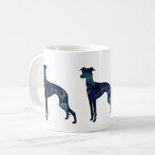 Mug Silhouette noire de chien gris italien (Devant gauche)