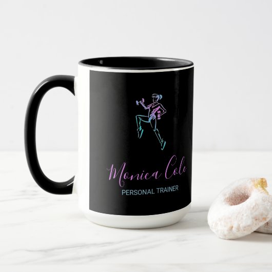 Mug Silhouette noire de l'entraîneur (Avec donut)