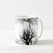 Mug Silhouette noire et blanche d'arbres forestiers (Devant droit)