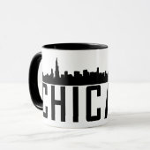 Mug Silhouette panoramique de Chicago City moderne (Devant gauche)