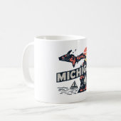 Mug Silhouette rétro du Michigan (Devant gauche)