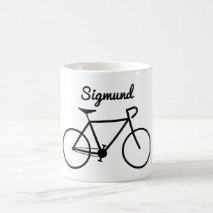 Mug Silhouette simple de bicyclette + Nom personnalis