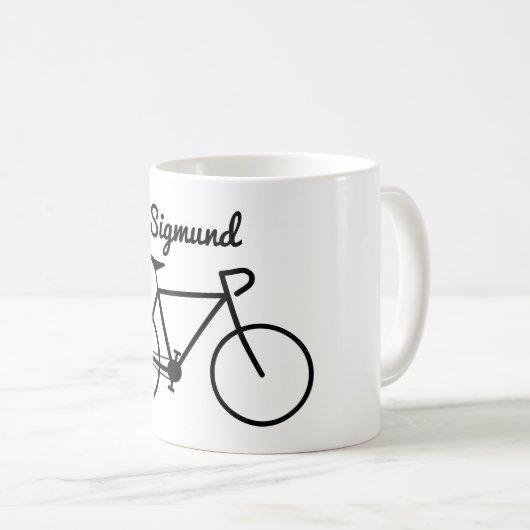 Mug Silhouette simple de bicyclette + Nom personnalisé (Devant droit)