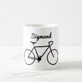 Mug Silhouette simple de bicyclette + Nom personnalisé (Centre)