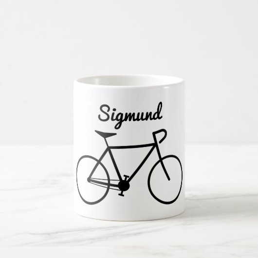 Mug Silhouette simple de bicyclette + Nom personnalisé (Centre)