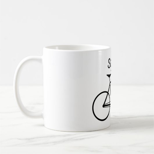Mug Silhouette simple de bicyclette + Nom personnalisé (Gauche)