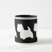 Mug Silhouette Westie blanche sur noir (Centre)