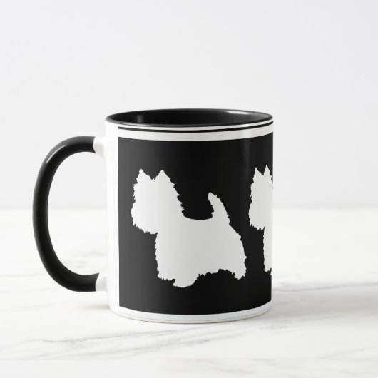 Mug Silhouette Westie blanche sur noir (Gauche)