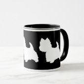 Mug Silhouette Westie blanche sur noir (Devant droit)
