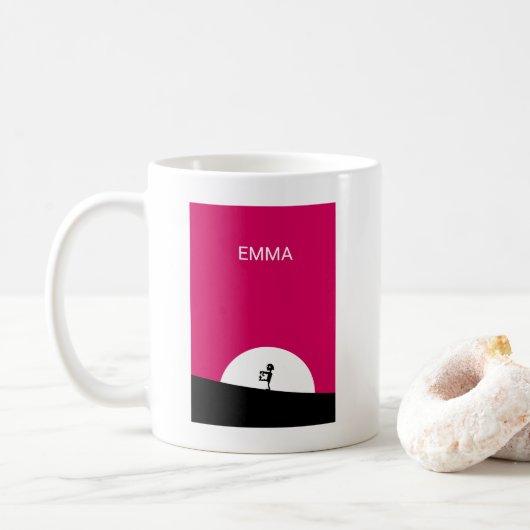 Mug Silhouette Zombie avec Pleine lune personnalisée (Avec donut)