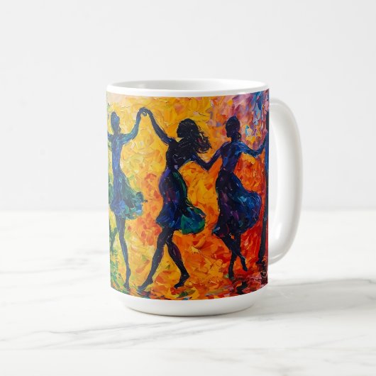 Mug Silhouettes colorées dansant (Devant droit)