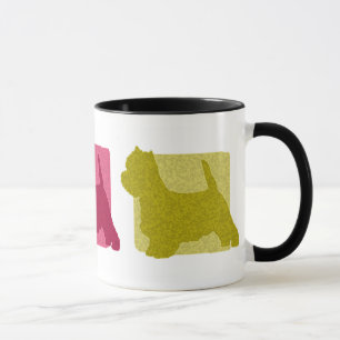 Mug Silhouettes colorées de Terrier blanc de montagne