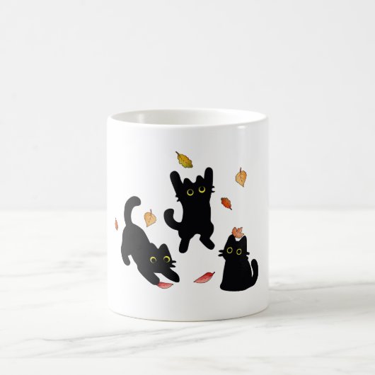 Mug Silhouettes de chat noir d'automne (Centre)