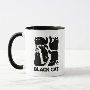 Mug Silhouettes de chat noir - Design Feline mignon