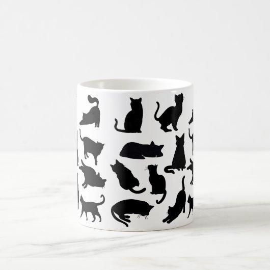 Mug Silhouettes de chats noirs et blancs (Centre)