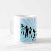 Mug Silhouettes de femmes élégantes mode bleu sarcelle (Devant gauche)