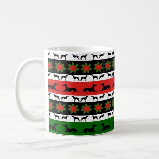 Mug Silhouettes de Noël Greyhound (Gauche)