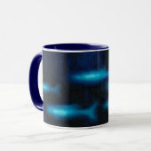 Mug Silhouettes de poisson bleu translucide (Devant gauche)