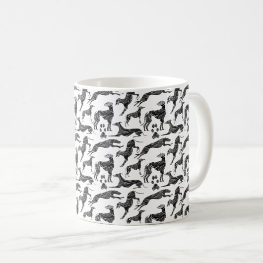 Mug Silhouettes en marbre gris Greyhound (Devant droit)