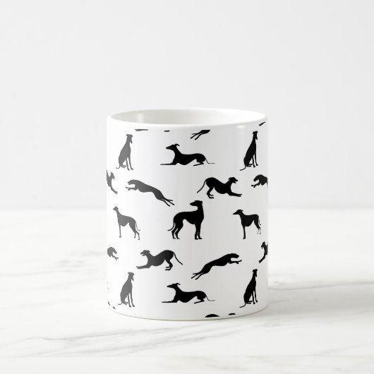 Mug Silhouettes Greyt Greyhound - Noir sur Blanc (Centre)