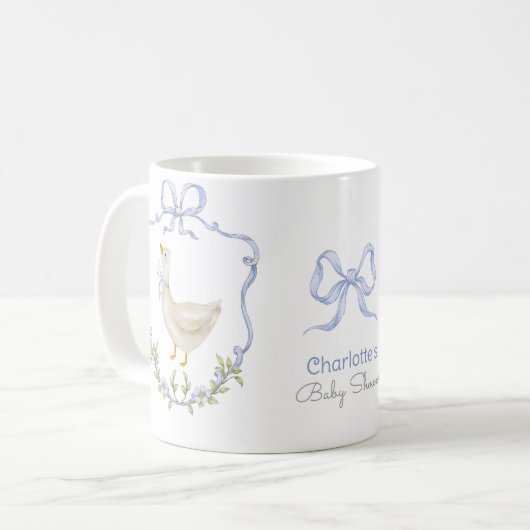 Mug Silly Goose Blue Bow Whimsical Baby girl Douche (Devant gauche)