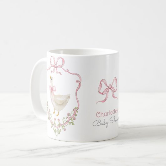 Mug Silly Goose Rose Bow Whimsical Baby girl Douche (Devant gauche)