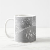 Mug Silver Glitter Glam Bling Personalized (Gauche)