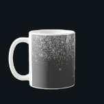 Mug Silver Grey Girl Parties scintillant étincelante N<br><div class="desc">Argent et gris fusain (gris) Parties scintillant étincelante en métal brossé Monogramme Nom et première coupe de café ou de boug. Cela rend le cadeau parfait pour 16 ans,  mariage,  douche nuptiale,  anniversaire,  baby shower ou bachelorette pour quelqu'un qui aime le luxe glam et les styles chic.</div>