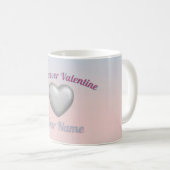 Mug Silver Metallic Heart Pink Blue Pastel Valentine M (Devant droit)