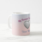 Mug Silver Metallic Heart Pink Blue Pastel Valentine M (Devant gauche)