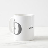 Mug Silver Peony Elegant Monogramme Initial D Votre No (Devant gauche)