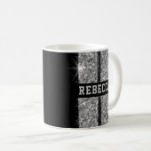 Mug Silver Racing Stripe Nom personnalisé (Devant droit)