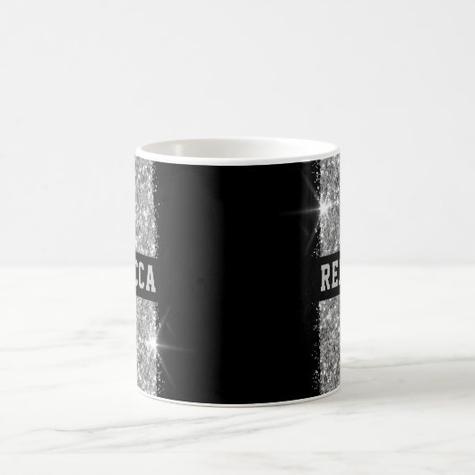 Mug Silver Racing Stripe Nom personnalisé (Centre)