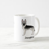 Mug Silver Sable Chien Berger Allemand Avec Nom Person (Devant droit)