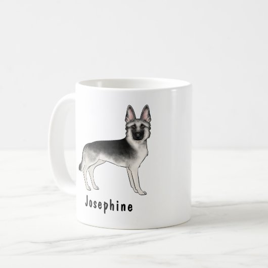 Mug Silver Sable Chien Berger Allemand Avec Nom Person (Devant gauche)
