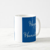 Mug Silver Script Joyeux Hanukkah Tekhelet Bleu (Devant droit)