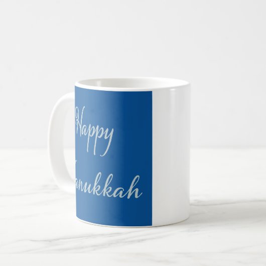 Mug Silver Script Joyeux Hanukkah Tekhelet Bleu (Devant gauche)